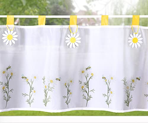 heimtexland Typ790 Scheibengardine 45x120 cm Gelb Blumen lichtdurchlässig
