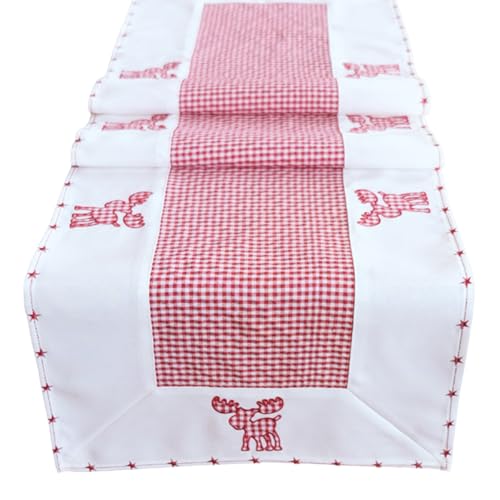 heimtexland Typ292 Tischläufer Weihnachten Elch 40x140 rot