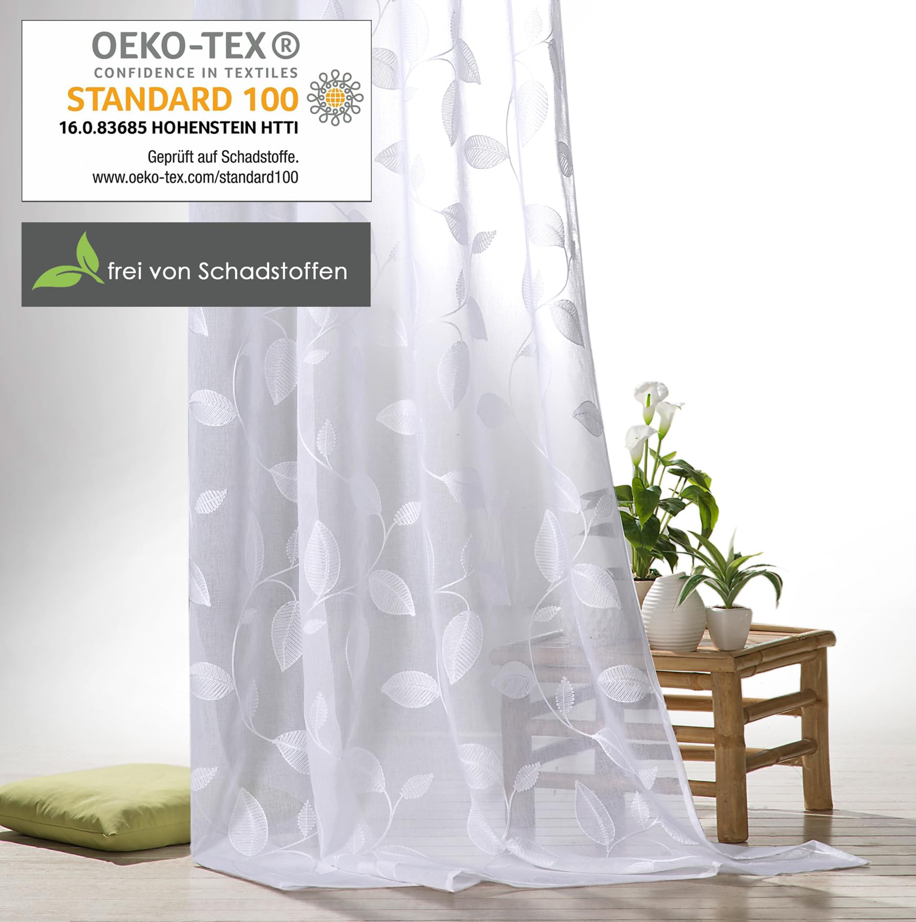 heimtexland Natural Chic Ösenschal 225x140 cm Weiß transparent