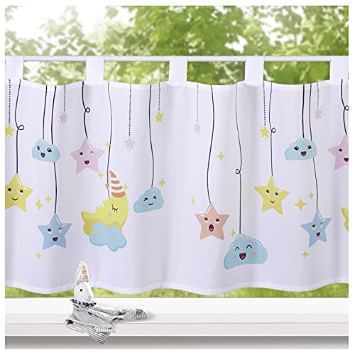 heimtexland Typ757 Scheibengardine 45x120 cm Wolke Mond Sterne blickdicht