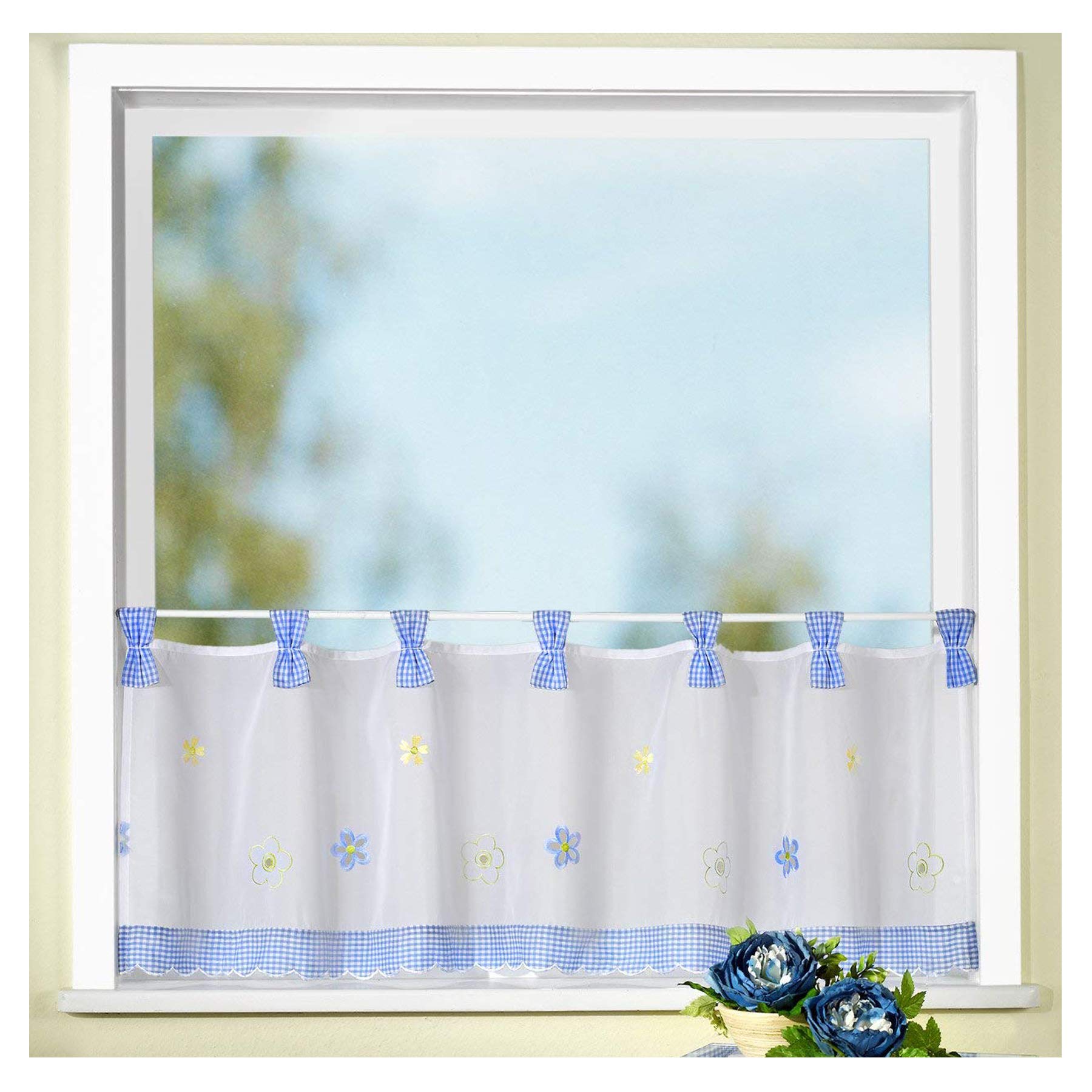 heimtexland Country Chic Typ78 Scheibengardine blau 45x150