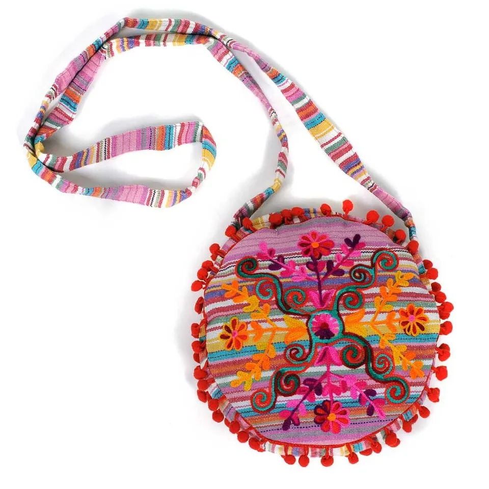 HAB & GUT Nepal Goa Hippie Bag Umhängetasche Rund Pink
