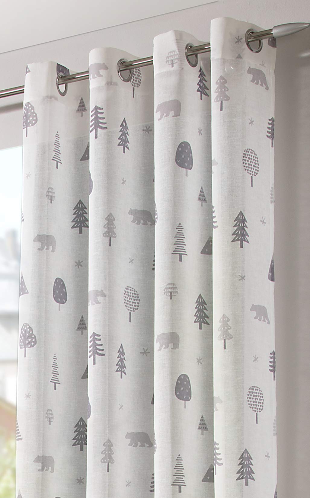 heimtexland Typ563 Ösenschal 245x135 cm weiß-grau Bär