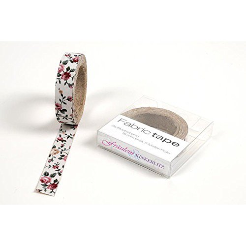 HAB & GUT Fräulein Kinkerlitz TT031V Stoffband Rosen Naturweiß 5 m selbstklebend