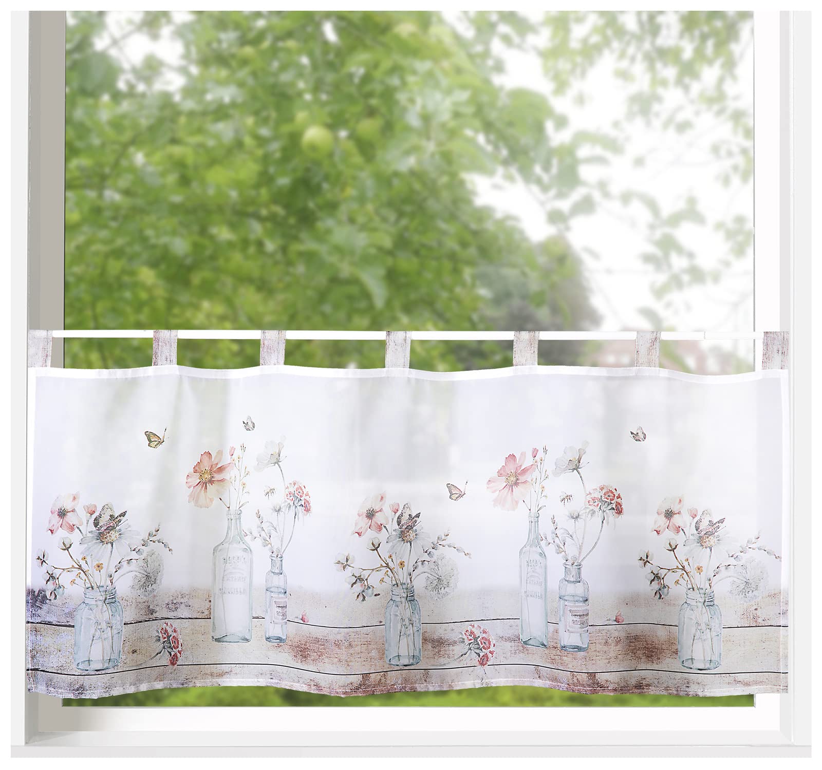 heimtexland Typ789 Scheibengardine 45x120 cm Tropical Bunt
