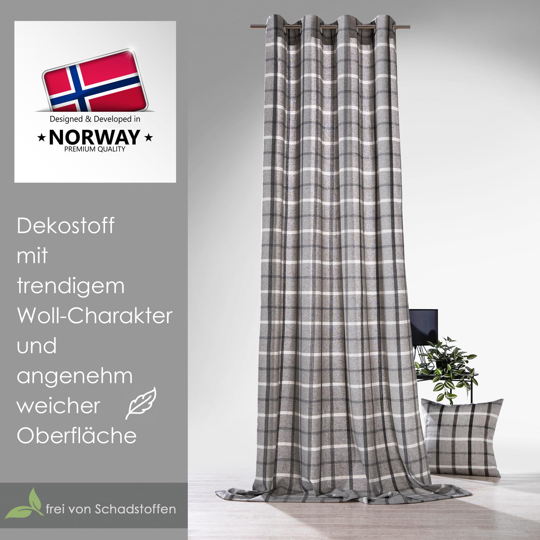 heimtexland Typ899 Kissenhülle 45x45 cm grau-weiß 2er