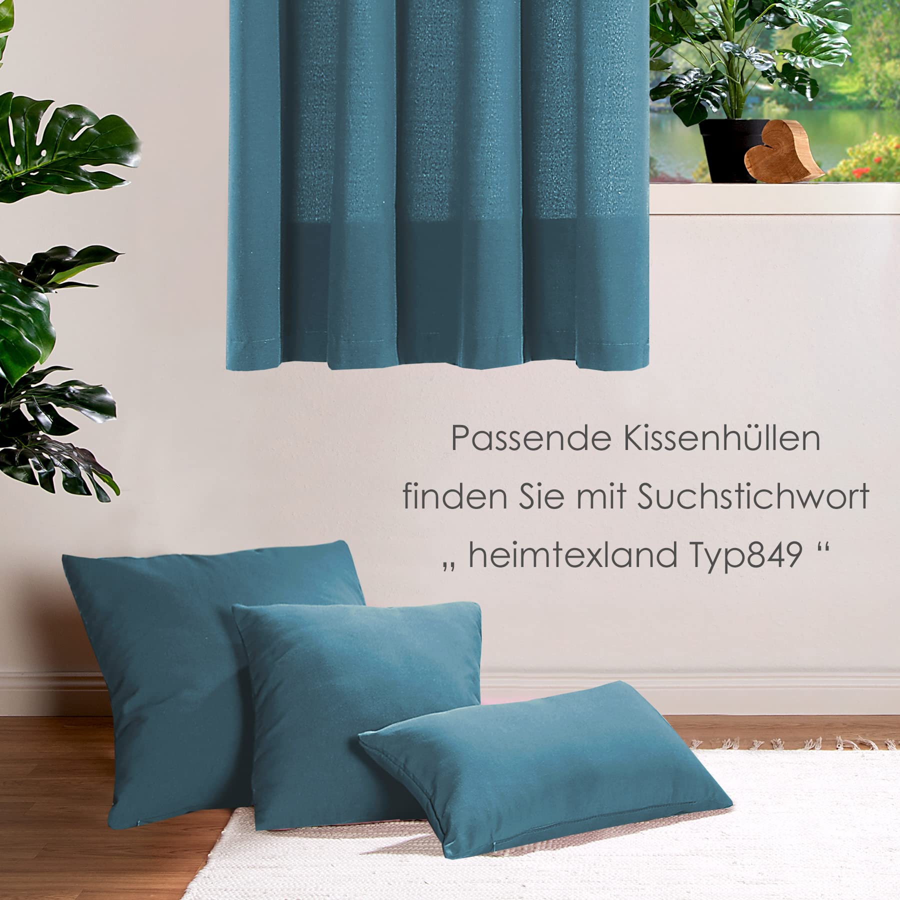 heimtexland Typ849 Ösenschal Petrol 245x140 blickdicht