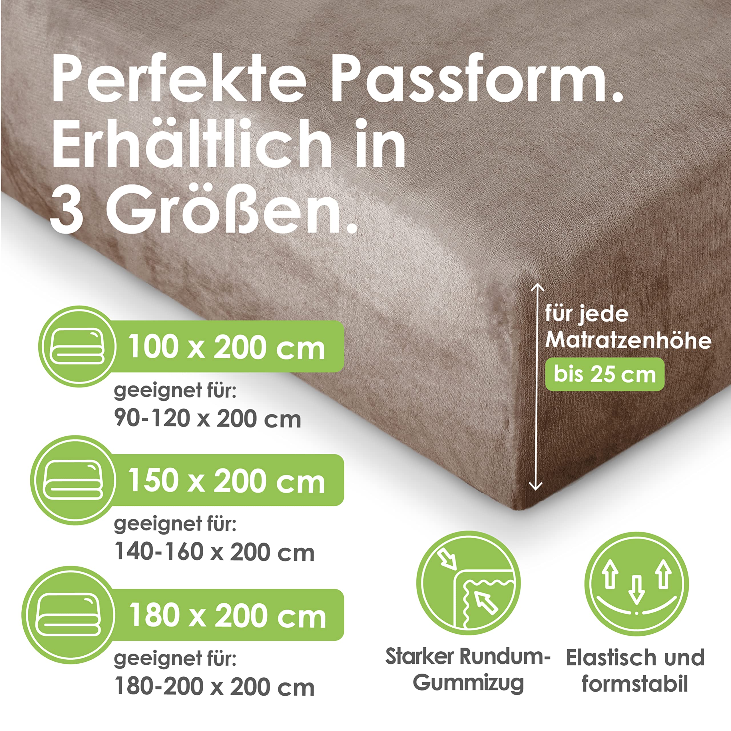 heimtexland Typ585 Spannbettlaken 180x200 Taupe Cashmere