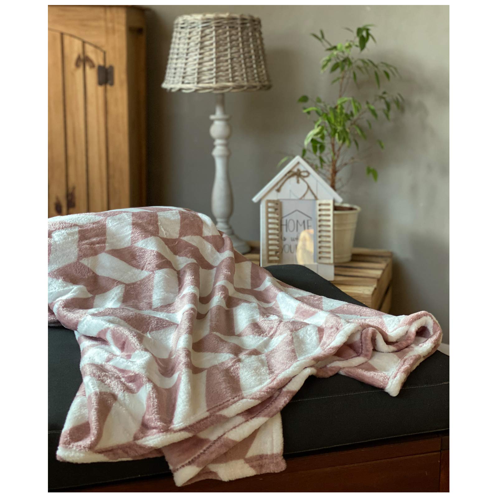 heimtexland Chevron Typ722 Kuscheldecke 200x150 altrosa Flanell