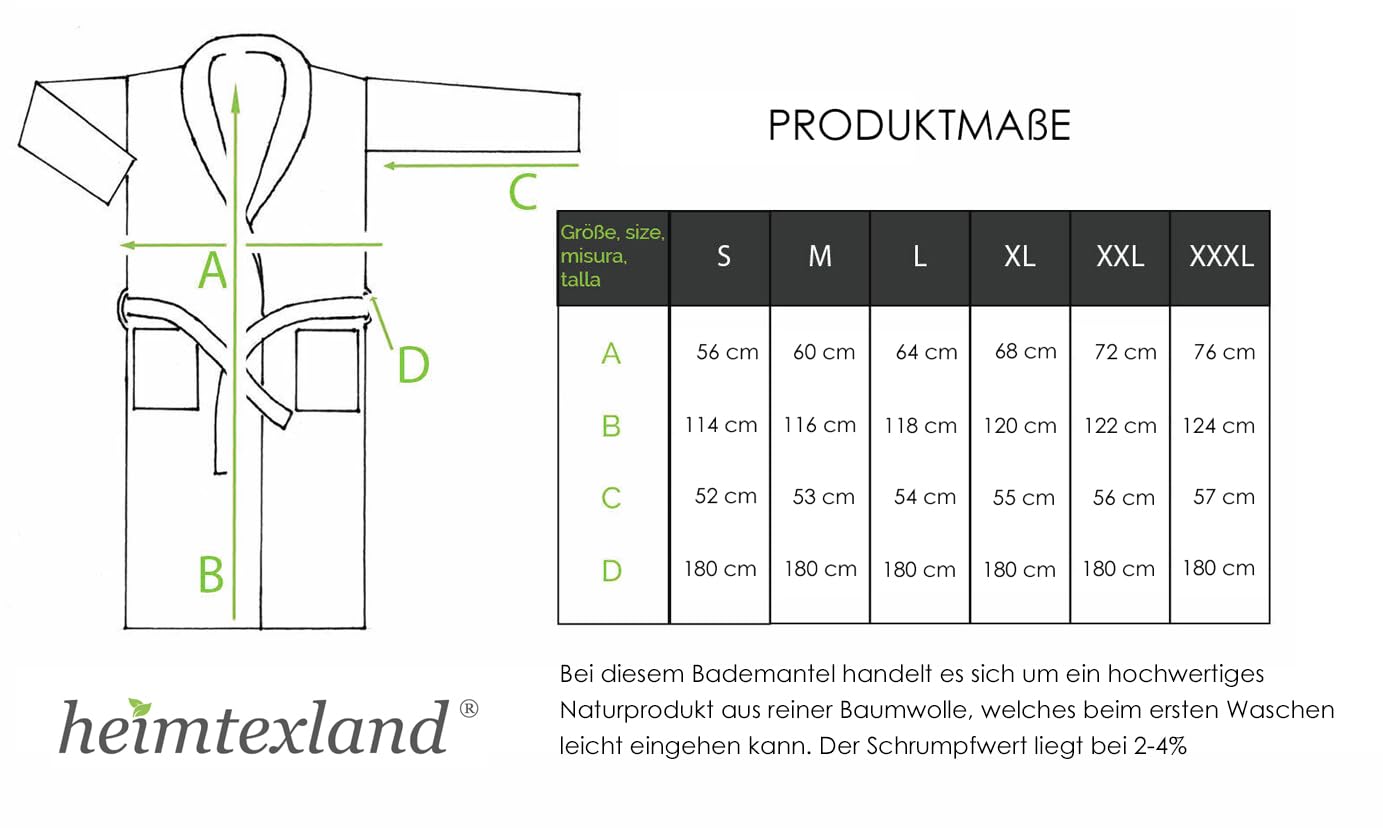 heimtexland Typ881 Bademantel Waffelpique Baumwolle