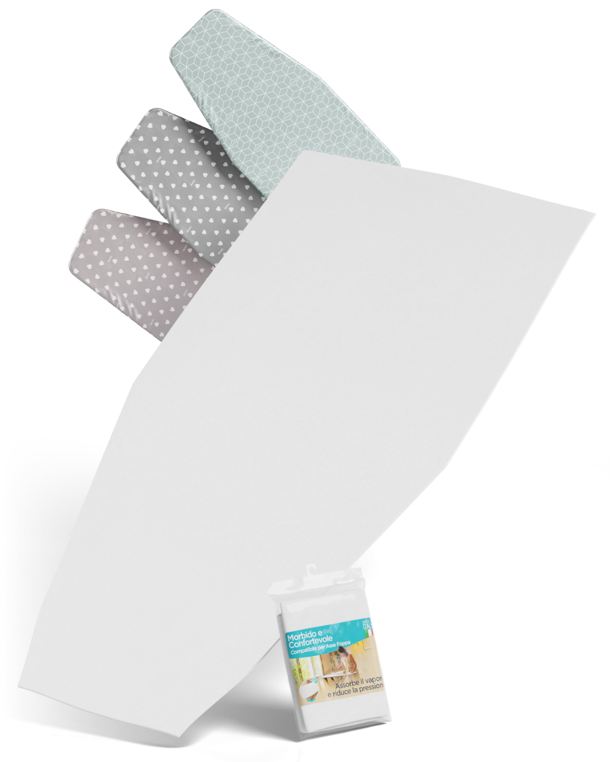 ARCOL Copertina Bügelbrettbezug 101x49cm Weiße Herzen Baumwolle
