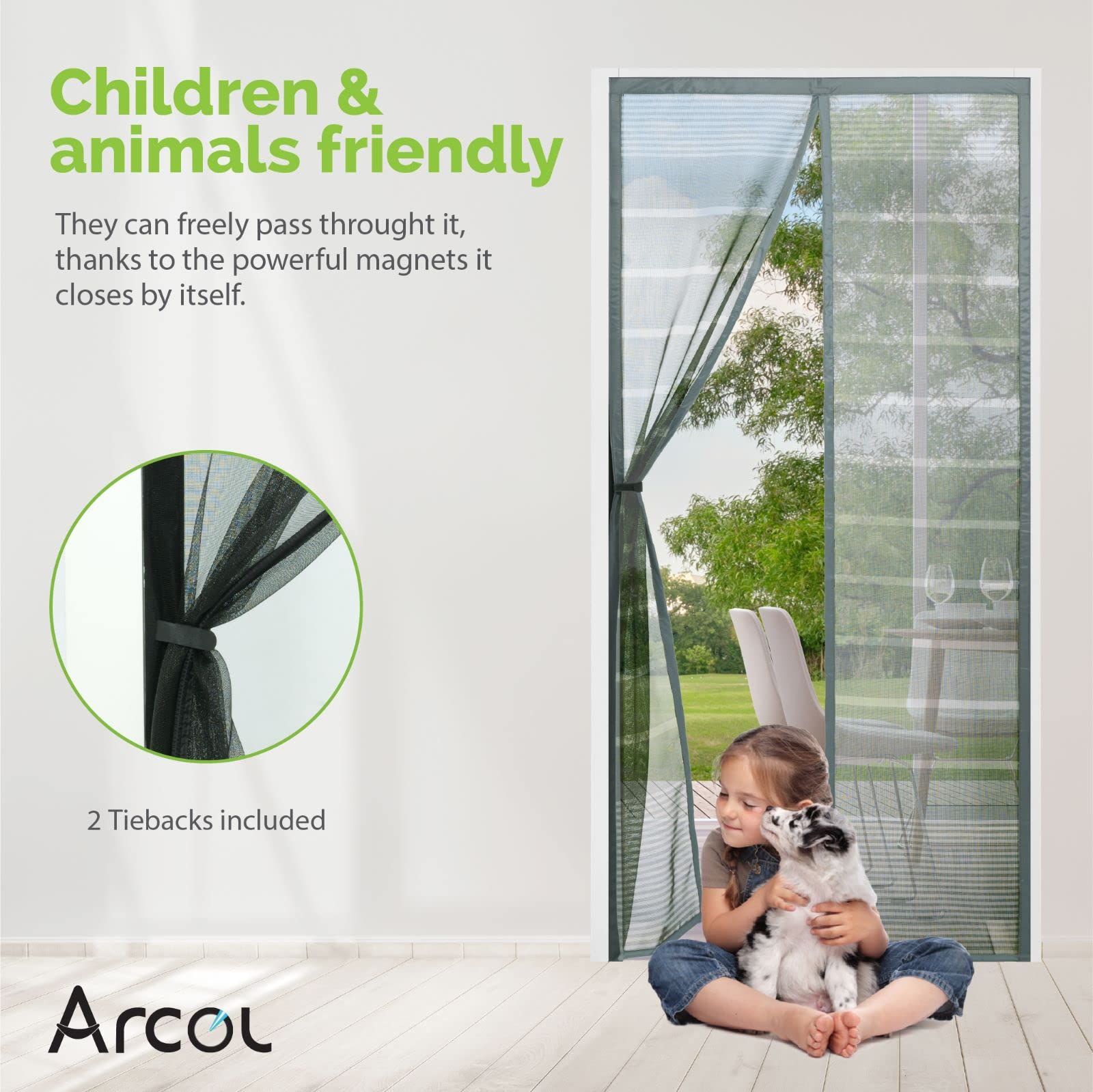 ARCOL Fliegengitter Fenster Magnet 130x150 cm Grau-Weiß Fiberglas