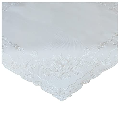 heimtexland Typ738 Mitteldecke 85x85 Wollweiß bestickt