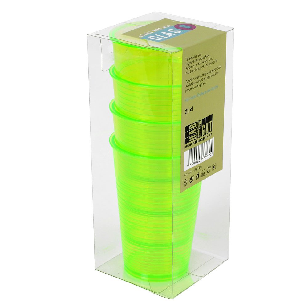 HAB & GUT KB006 Trinkbecher Glas-Optik grün 21 cl 4er