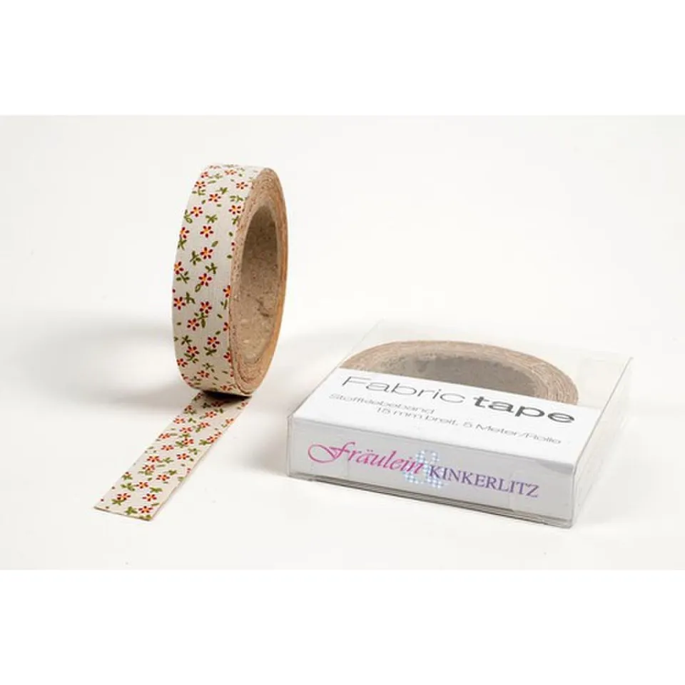 HAB & GUT Fräulein Kinkerlitz TT023V Stoffband Blumen Beige 5 m