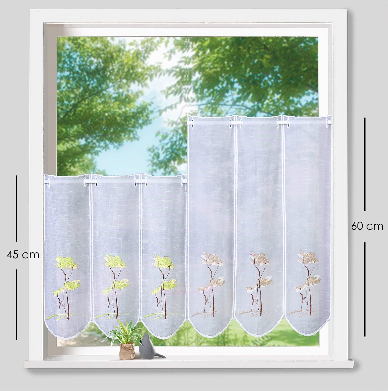heimtexland Gingko Typ745 Scheibengardine 60x155 grün halbtransparent