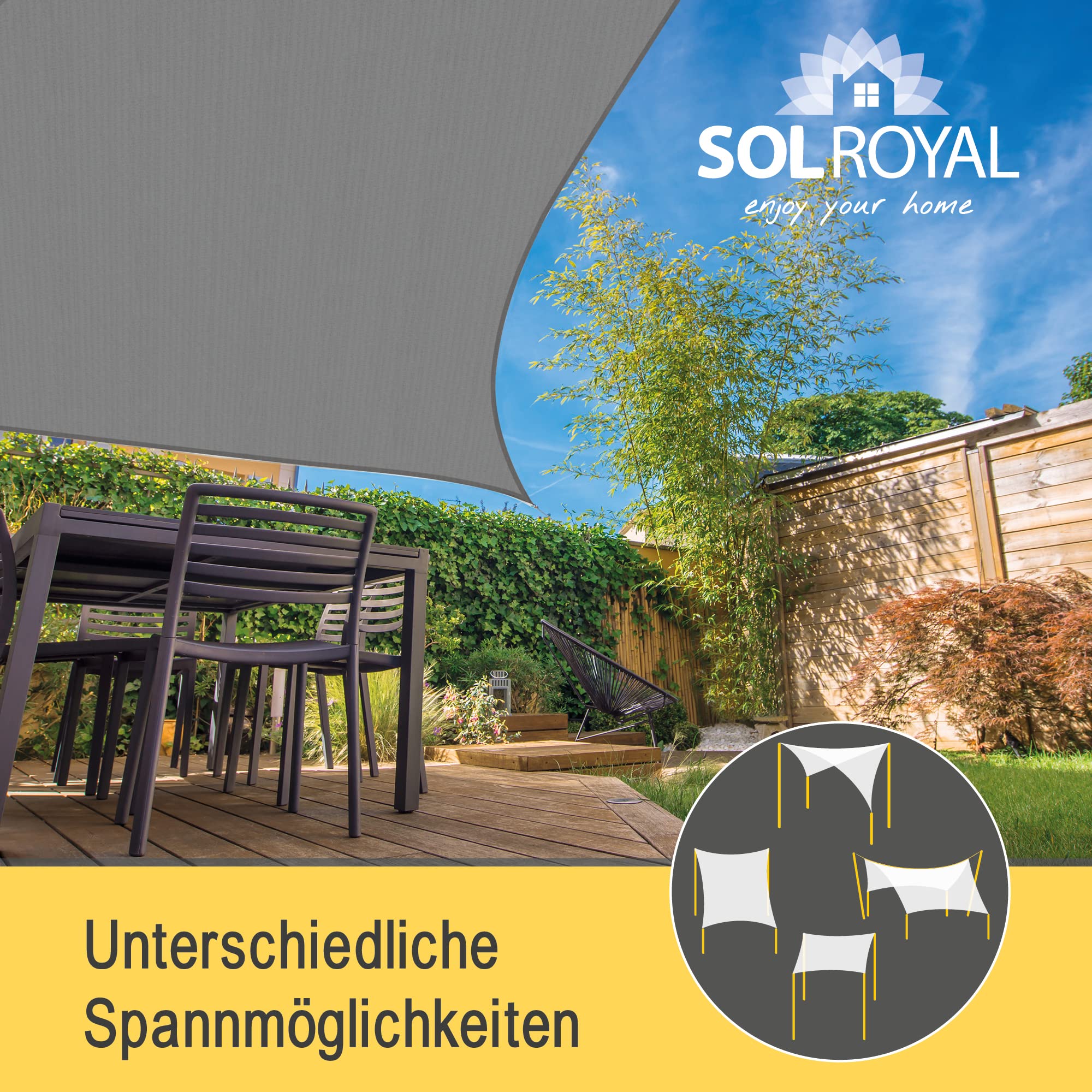 Sol Royal SolVision Sonnensegel Grau wasserdurchlässig