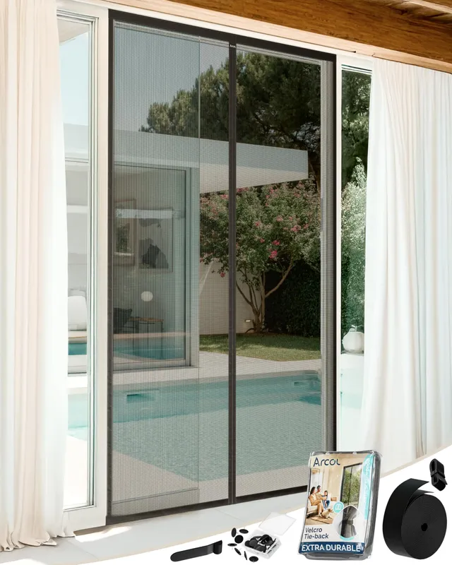 ARCOL Fliegengitter Balkontür 92x212 cm schwarz magnetisch