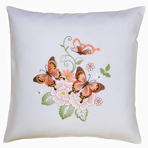 heimtexland Typ612 Kissenhölle 40x40 weiß Schmetterling bestickt