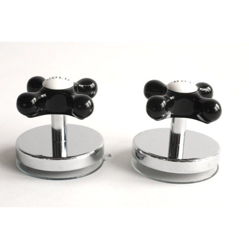 HAB & GUT ch001b Wandhaken mit Saugnapf Schwarz 2er Set Retro