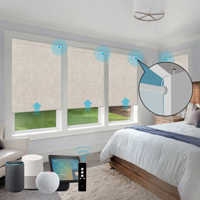SmartWings Hardwired Linen Rollo 100% Blackout