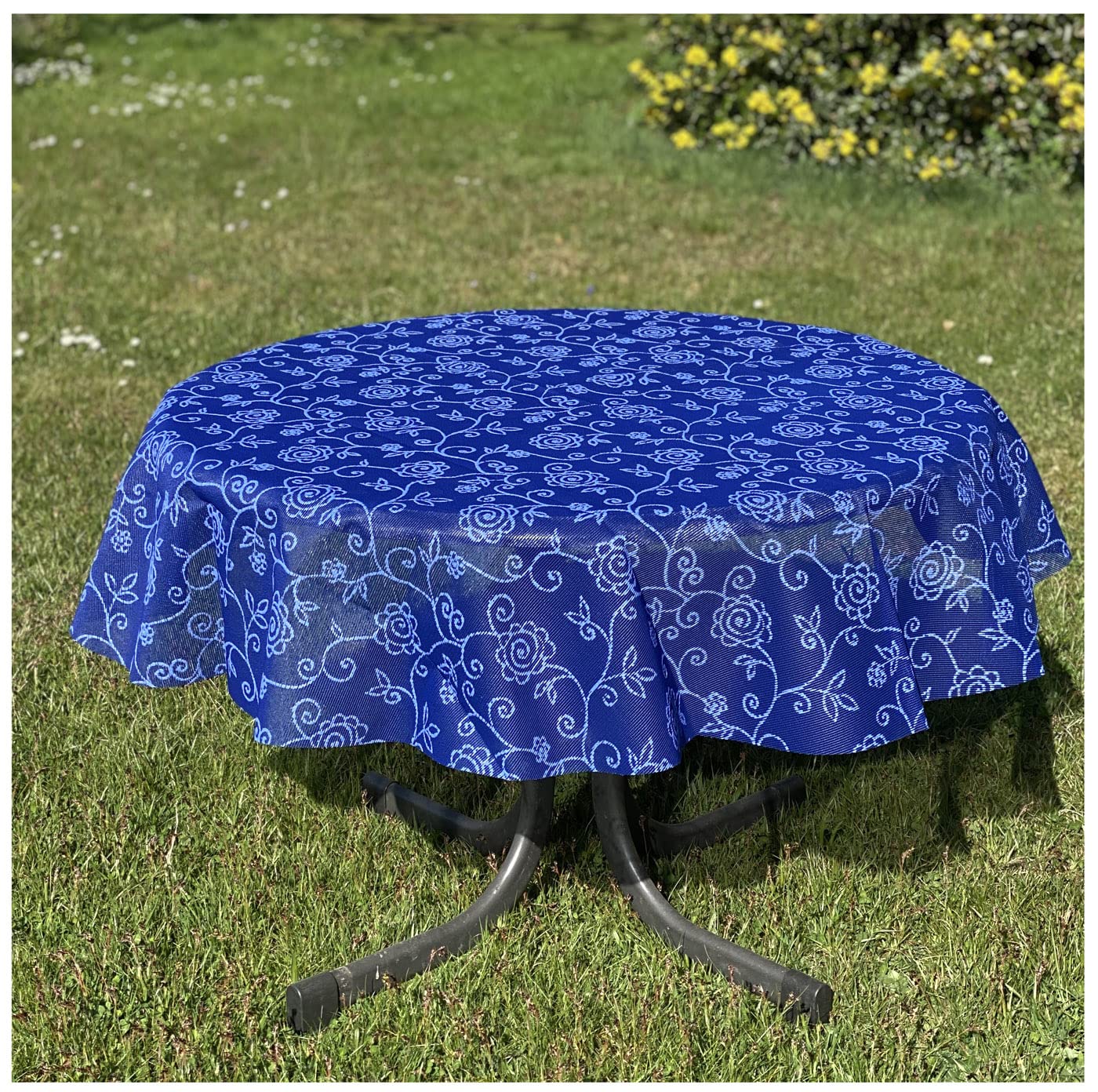 heimtexland Typ798 Gartentischdecke blau 160 rund wetterfest