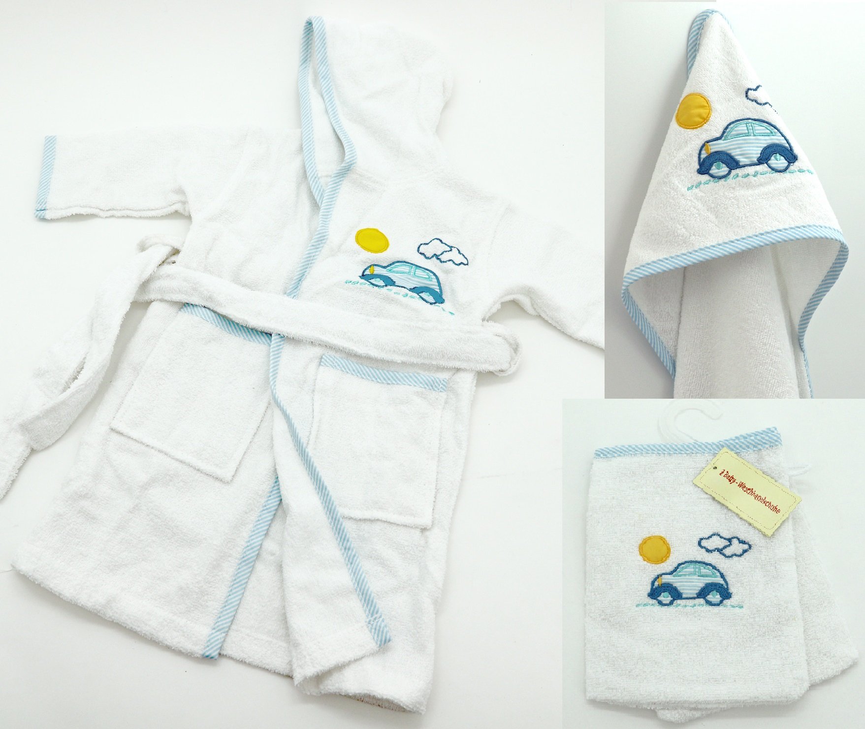 heimtexland Typ485 Baby-Badetuch Kapuze 100x100 hellblau Auto