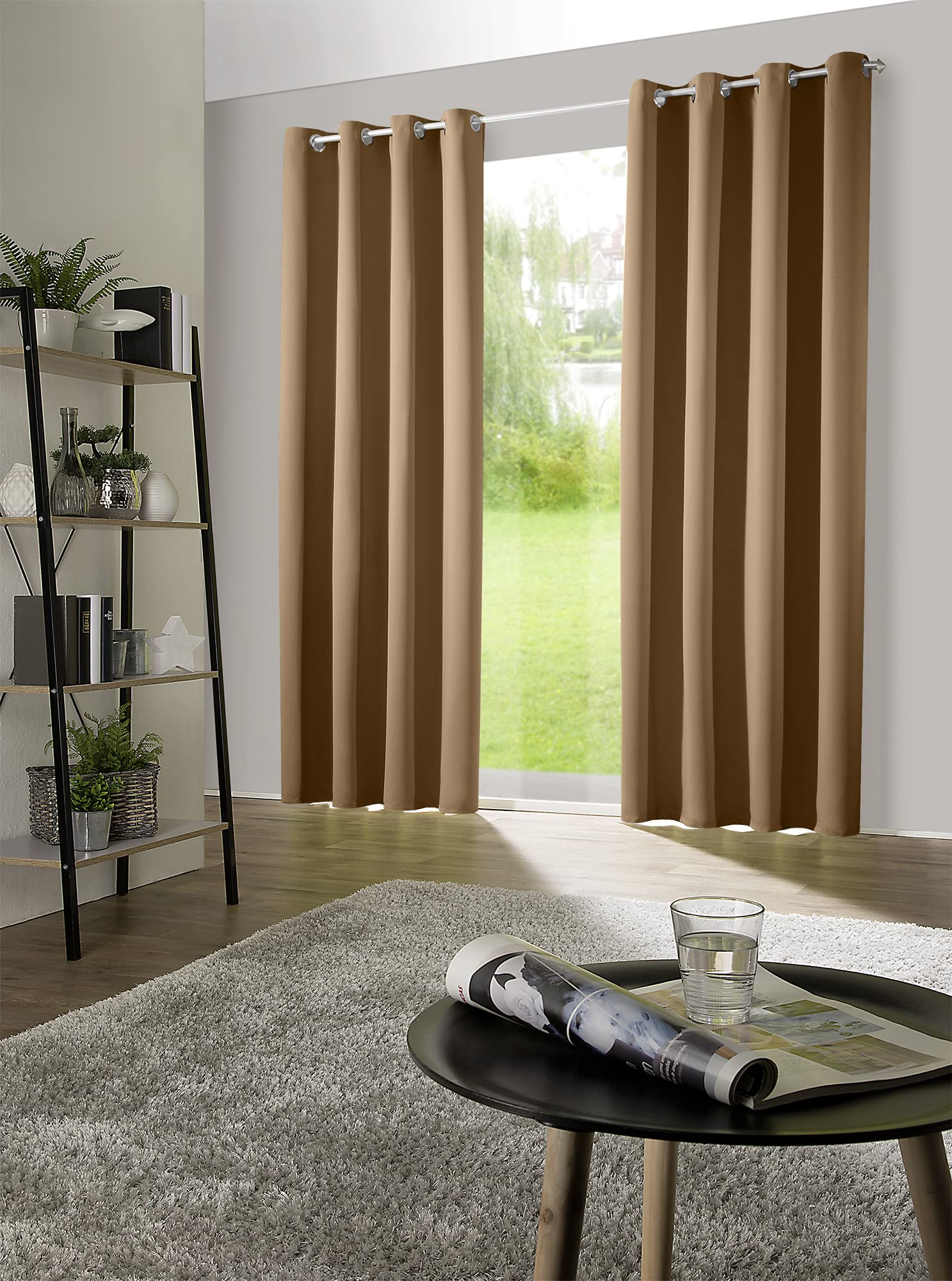 heimtexland Typ139 Ösenschal Camel-Braun 245x135 cm 2er Pack