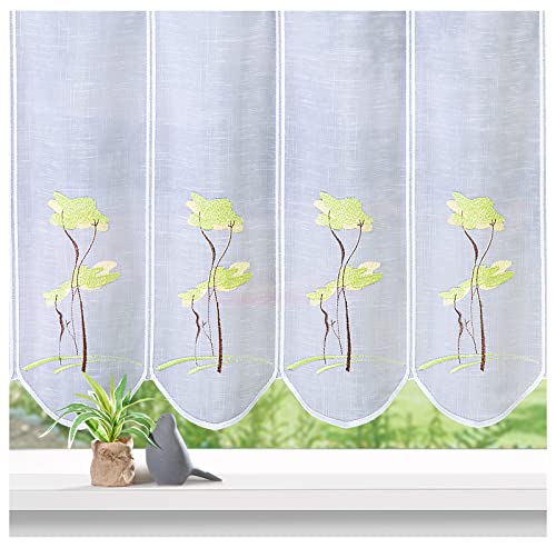 heimtexland Gingko Typ745 Scheibengardine 60x155 grün halbtransparent