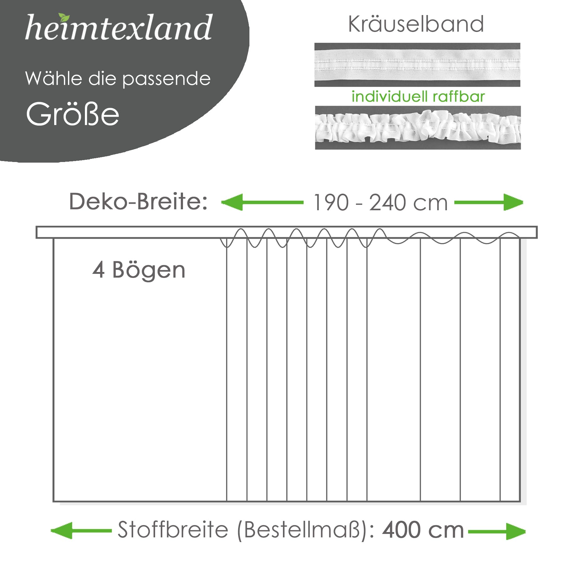 heimtexland Typ10 Hochraffgardine 145x400 cm Weiß Blumen 4 Bögen