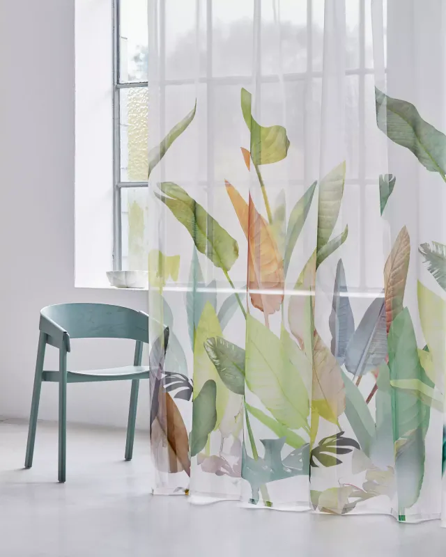 Création Baumann Fana Vorhangstoff transparent Blätter