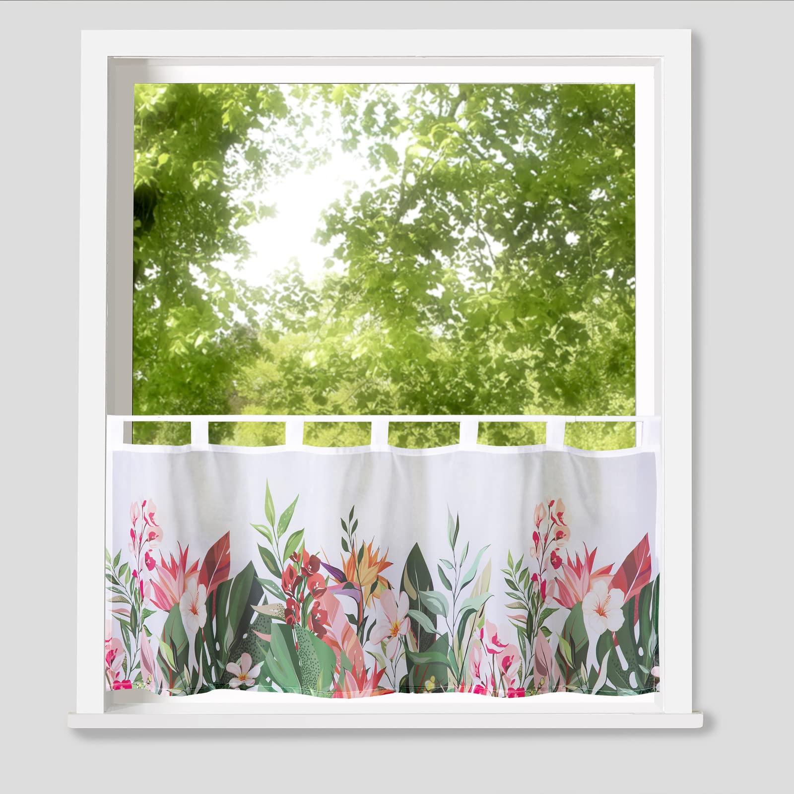 heimtexland Typ789 Scheibengardine 45x120 cm Tropical Bunt