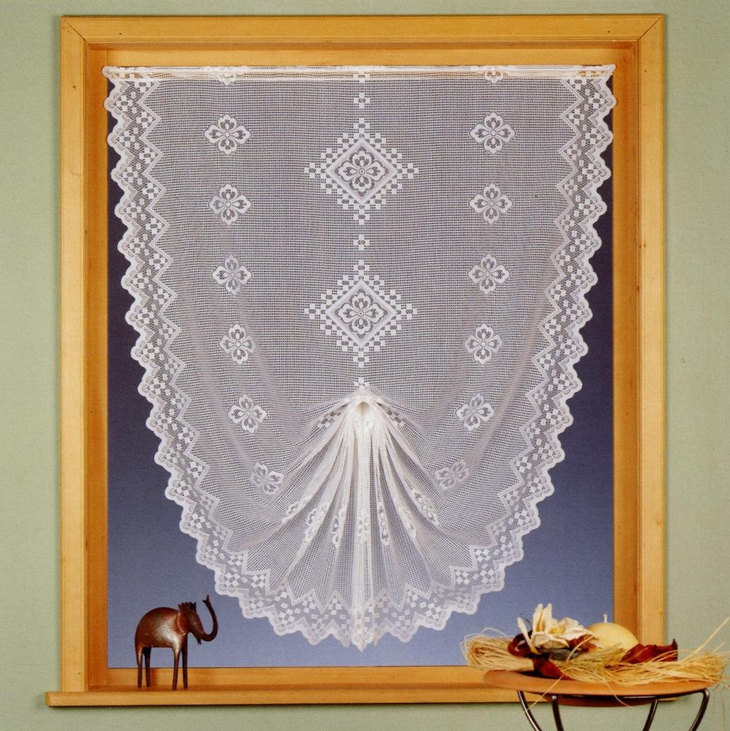 heimtexland Typ232 Scheibengardine 90x52 cm Weiß Karo Jacquard