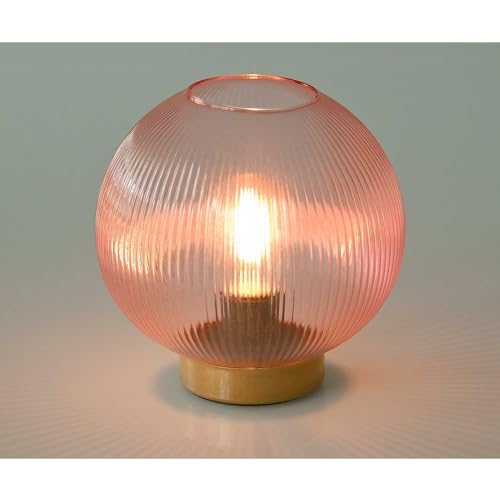 HAB&GUT LED239 Windlicht Riffelglas Rose Batterie warmweiß