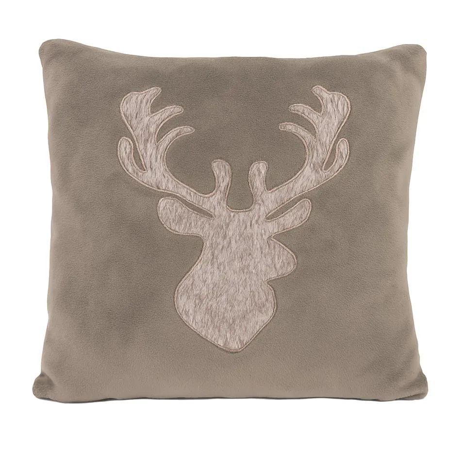 heimtexland Typ903 Kissen Hirsch 45x45 cm Taupe gefüllt
