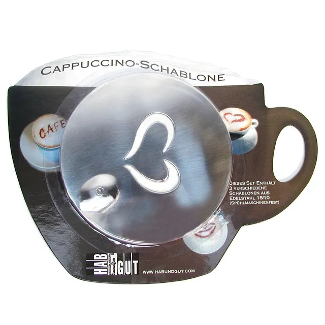 HAB & GUT CS001 Cappuccino Schablonen 11cm Edelstahl 3tlg Cafe Herz