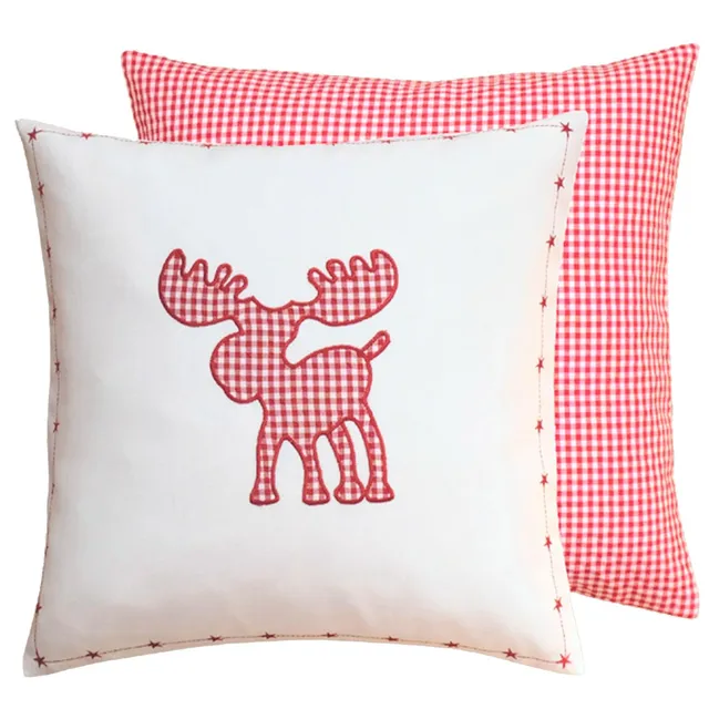 heimtexland Typ292 Kissenhülle 40x40 cm rot Elch Vichy