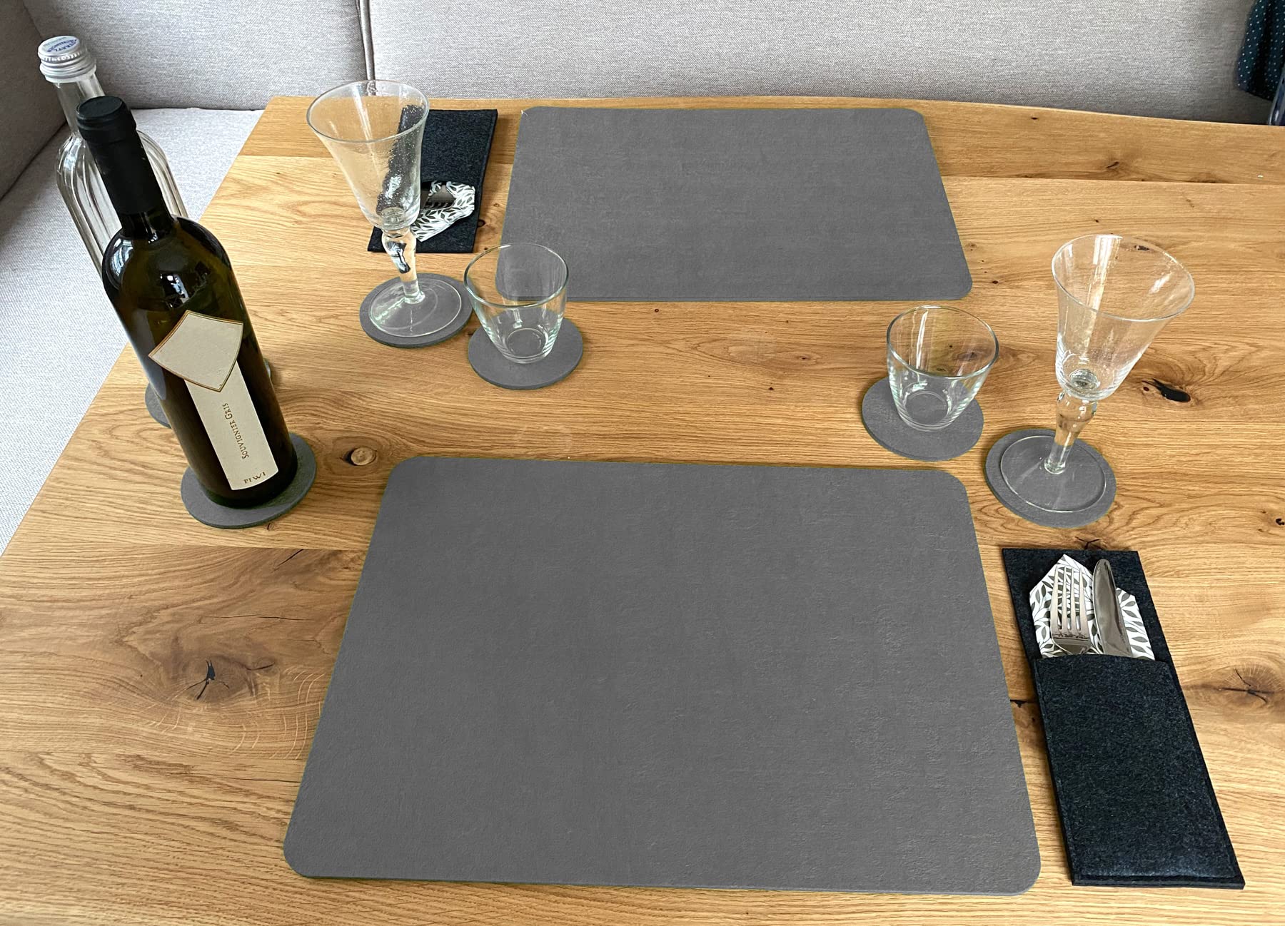 heimtexland Typ846 Tischset Filz grau 35x45 2er Pack