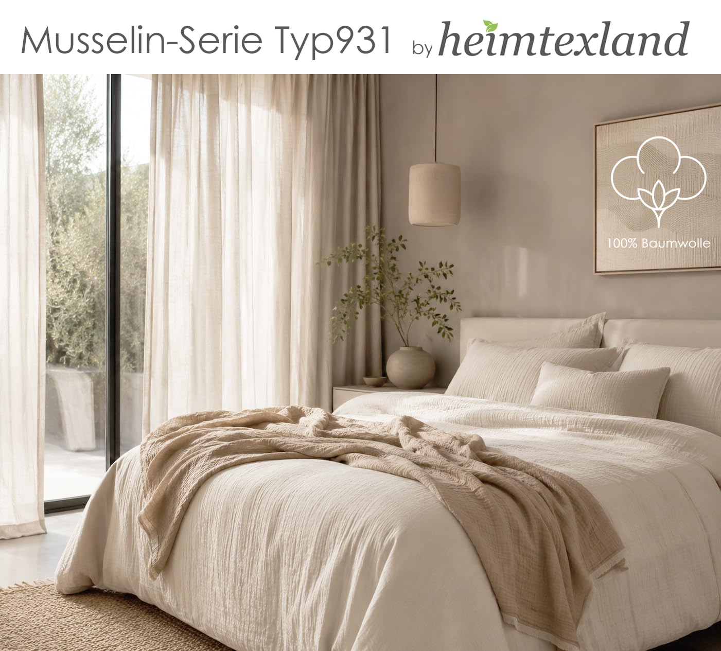 heimtexland Musselin Typ931 Dekoschal Weiß Baumwolle