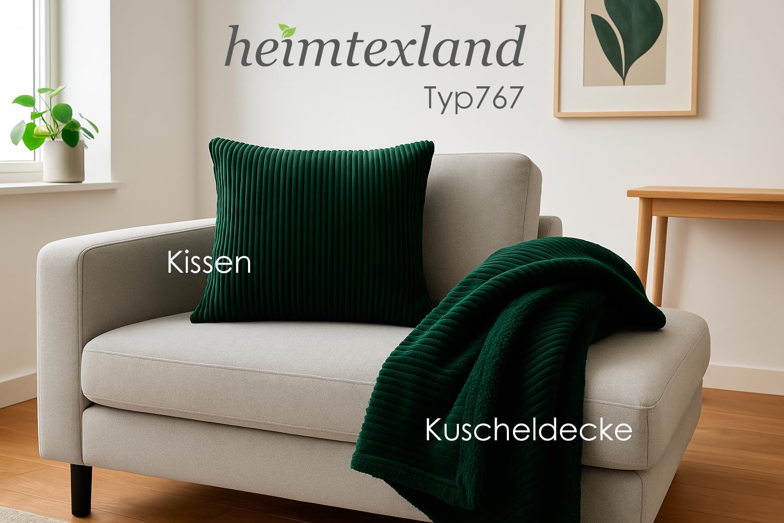 heimtexland Cozy Kord Typ767 Kissenbezug 45x45 Taupe Cord