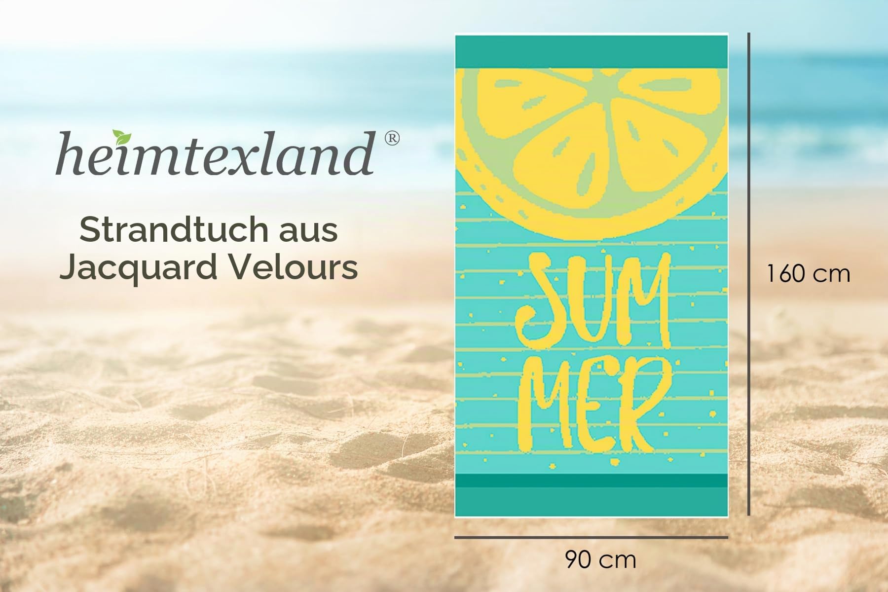 heimtexland Typ907 Strandtuch 90x160 Zitrone blau Baumwolle