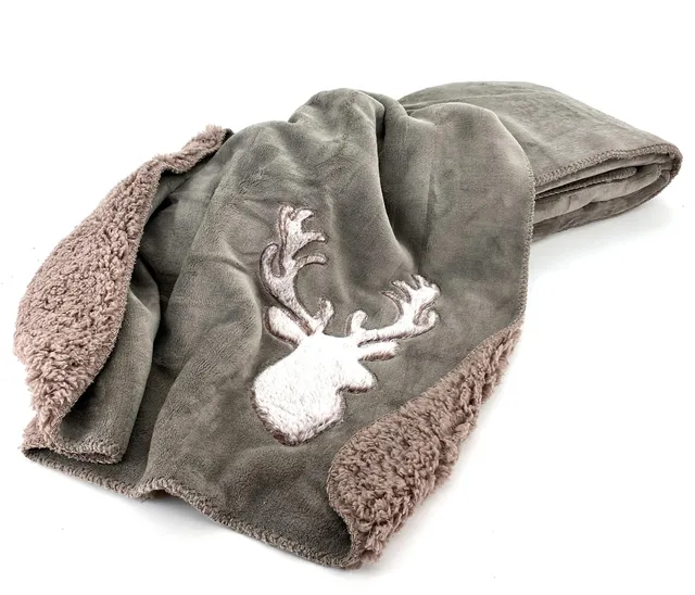 heimtexland Typ903 Kuscheldecke 150x200 Taupe Hirsch Fellimitat