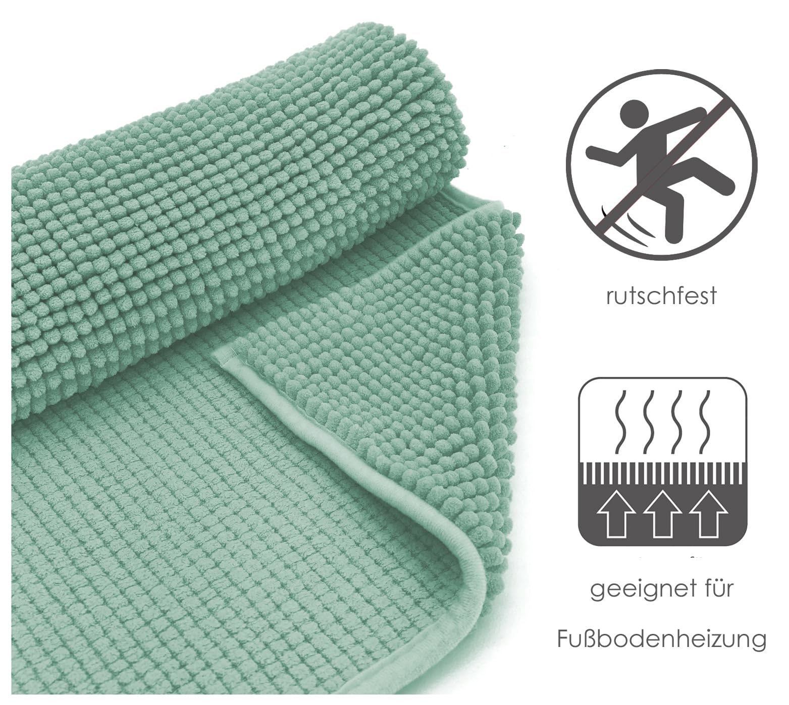 heimtexland Typ771 Badvorleger 50x80 cm mint Chenille