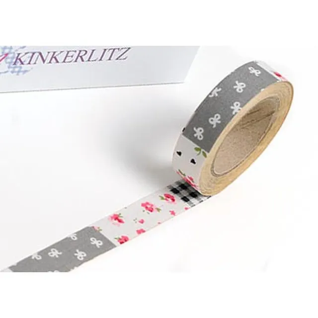 HAB & GUT Fräulein Kinkerlitz TT018V Stoffband Patchwork Schwarz-Grau 5 m