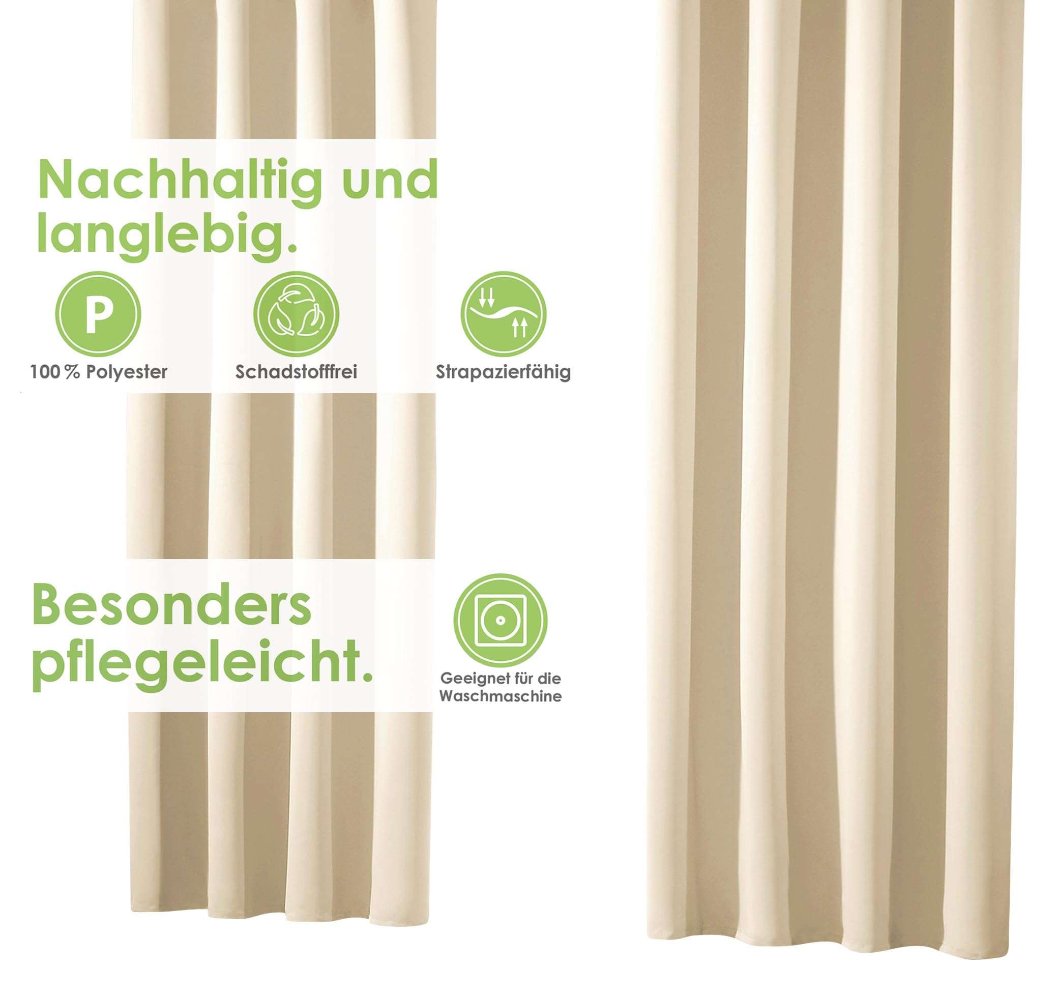 heimtexland Typ139 Ösenschal Verdunkelungsgardine 245x275 cm creme