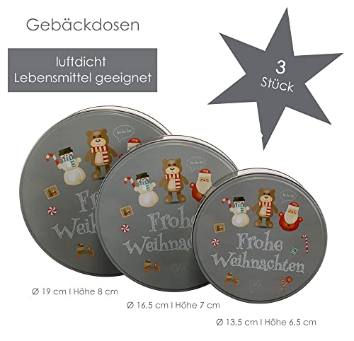 heimtexland Typ658 Gebäckdosen Weihnachtstrio 3er Set Rund