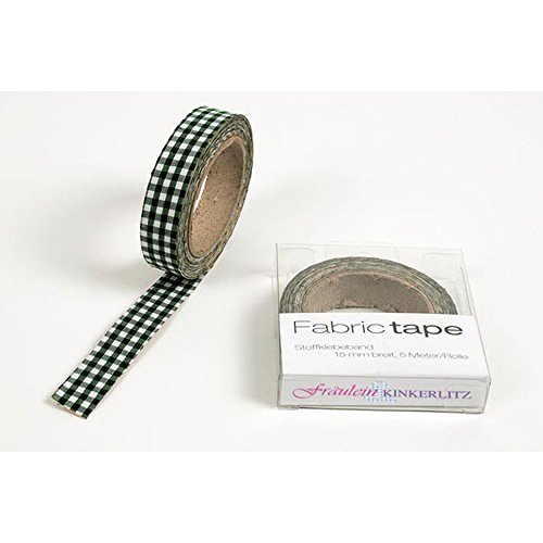 HAB & GUT TT007V Stoffband Grün kariert 15mm 5m Baumwolle