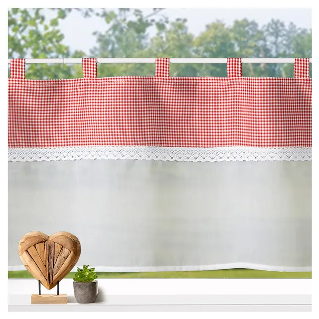 heimtexland Typ929 Scheibengardine 45x120 cm Rot Karo