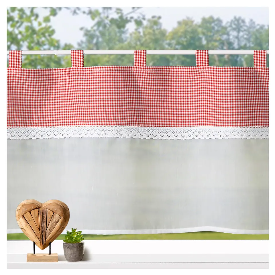 heimtexland Typ929 Scheibengardine 45x120 cm Rot Karo