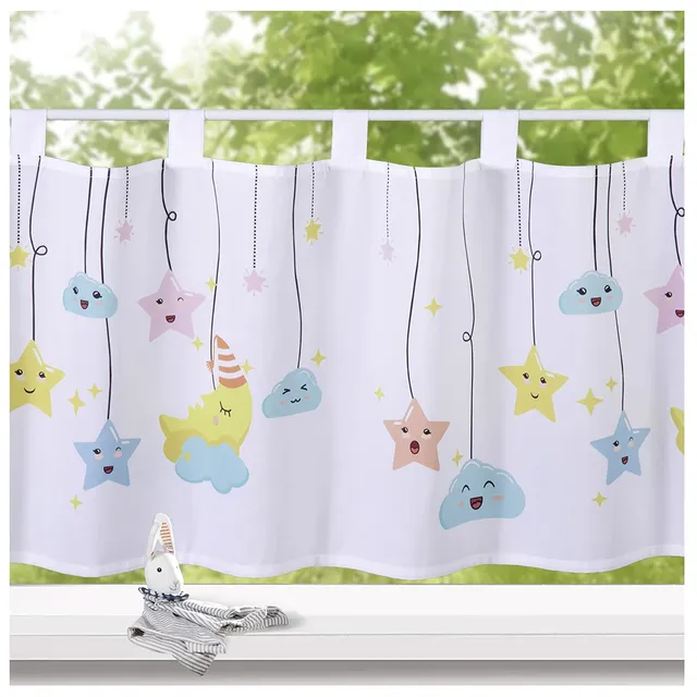 heimtexland Typ757 Scheibengardine 45x120 cm Wolke Mond Sterne blickdicht